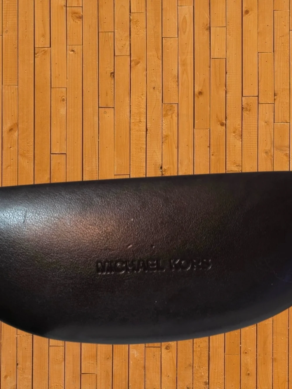 Michael Kors Eyeglass Case Dark Brown Hard Shell Sunglasses Case Logo Leather